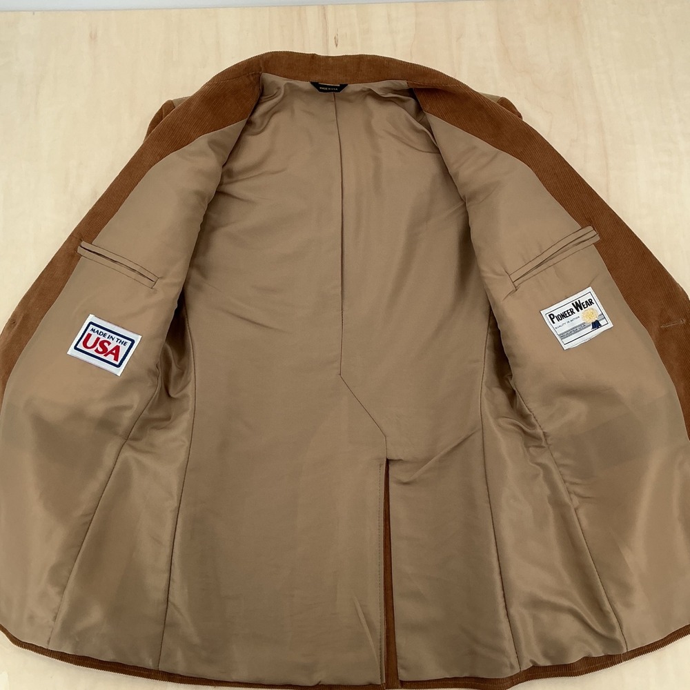 Pioneer Wear Corduroy Blazer Mens 42 Tan Western Embroidered Yoke Vintage 70s - Picture 6 of 12